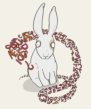 &nbsp;, Karnickel mit Buchstabenschlange