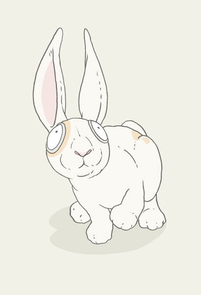 Karnickel, Ein Hase oder Karnickel, nach oben schauend.