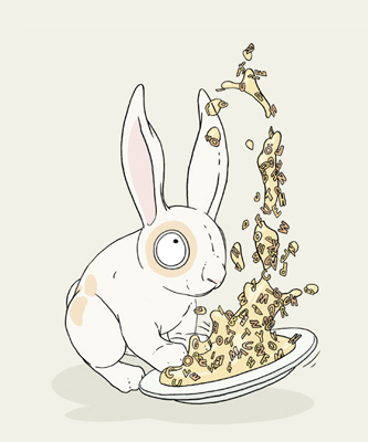 Deutsch für alle, Hase oder Karnickel, mit Buchstaben jonglierend.