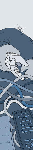 Angst X, XI und XII, Ein Mann zittert bein Versuch, an dem tickenden Zeitzünder einer Bombe das richtige Kabel durchzuschneiden.