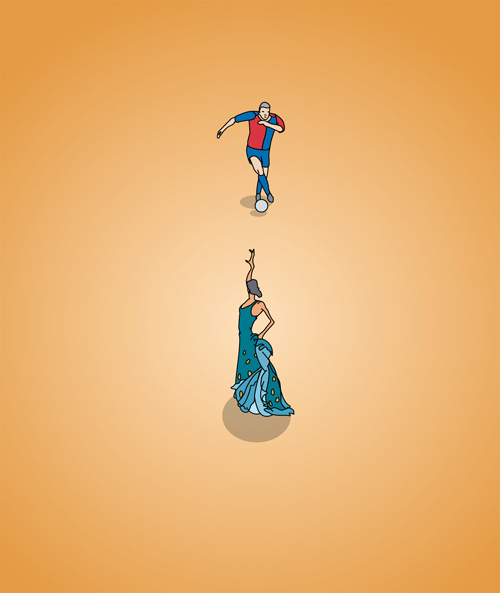 Flamenco, Fussballer und Flamencotänzerin
