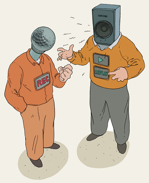 «Das hast du mir doch schon hundertmal erzählt», Lautsprecher spricht mit Mikro