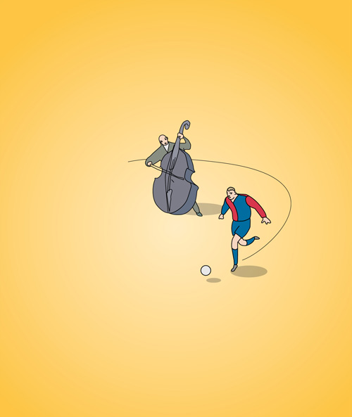 Klassik, Fussballer und Kontrabass-Spieler