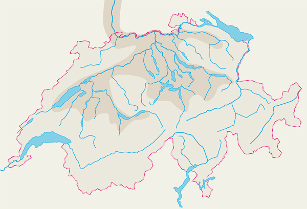 Verbreitung des Lachses in der Schweiz, Karte: Verbreitung des Lachses in der Schweiz