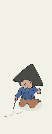 Auf, zum Mond! Seite 19, Leonur zeichnet Zeichen in den Sand.