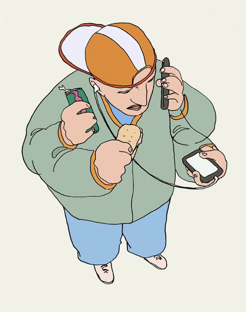 Multitasking? Vergiss es! Vignette, Jugendlicher beim Multitasking