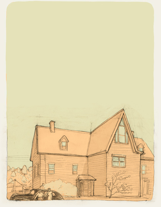 Tante Olga mit Buick und Ehemann vor ihrem Haus, Tante Olga mit Buick und Ehemann