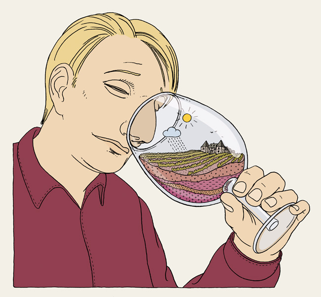 Unsichtbares Terrain, Mann, der Wein probiert