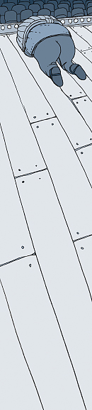 Angst VII, VIII und IX, Theater, Bühne, der verängstigte Schauspieler versteckt sich bei der Souffleuse.